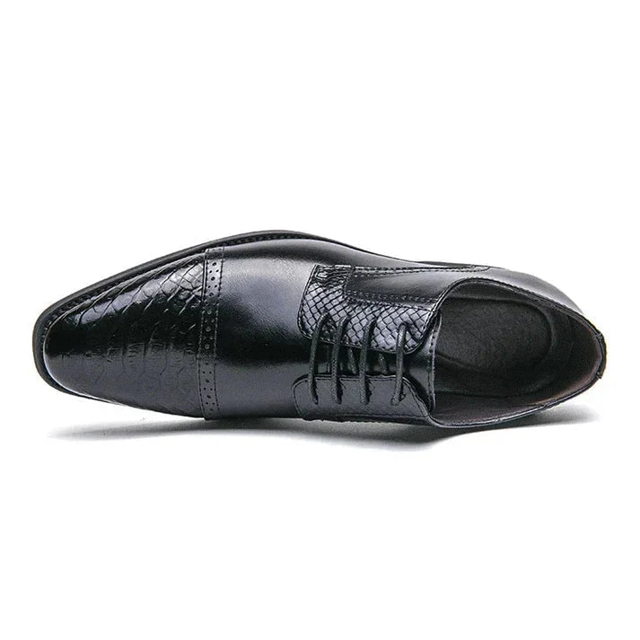 Sapato Masculino Derby Forllini FL362 em couro texturizado, disponível em branco, marrom e preto.