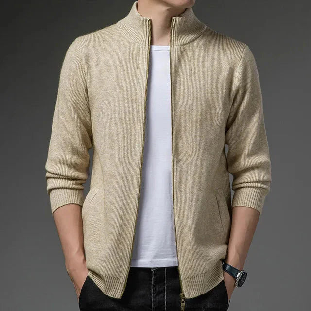 Suéter Masculino Forllini FL183 com zíper, gola alta e ajuste slim fit
