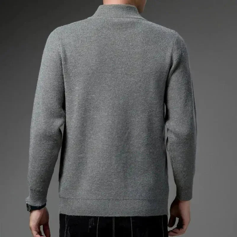 Suéter Masculino Forllini FL183 com zíper, gola alta e ajuste slim fit