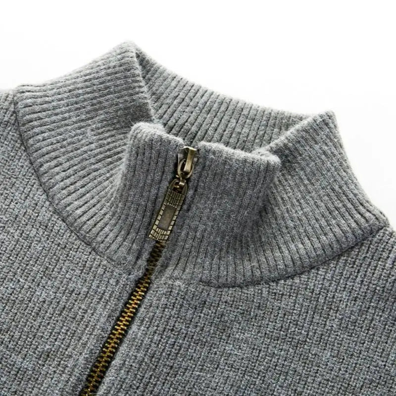 Suéter Masculino Forllini FL183 com zíper, gola alta e ajuste slim fit