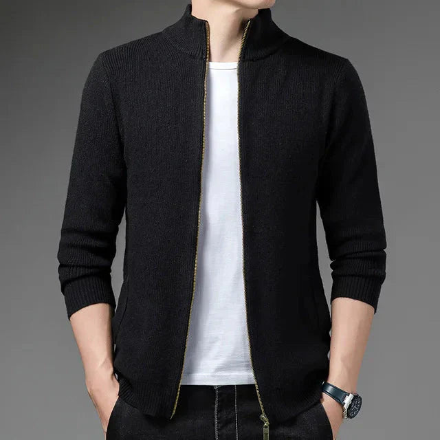 Suéter Masculino Forllini FL183 com zíper, gola alta e ajuste slim fit