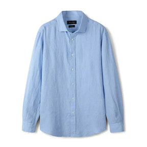 Camisa de Linho Lisa Masculina Forllini FL347 em fundo neutro.