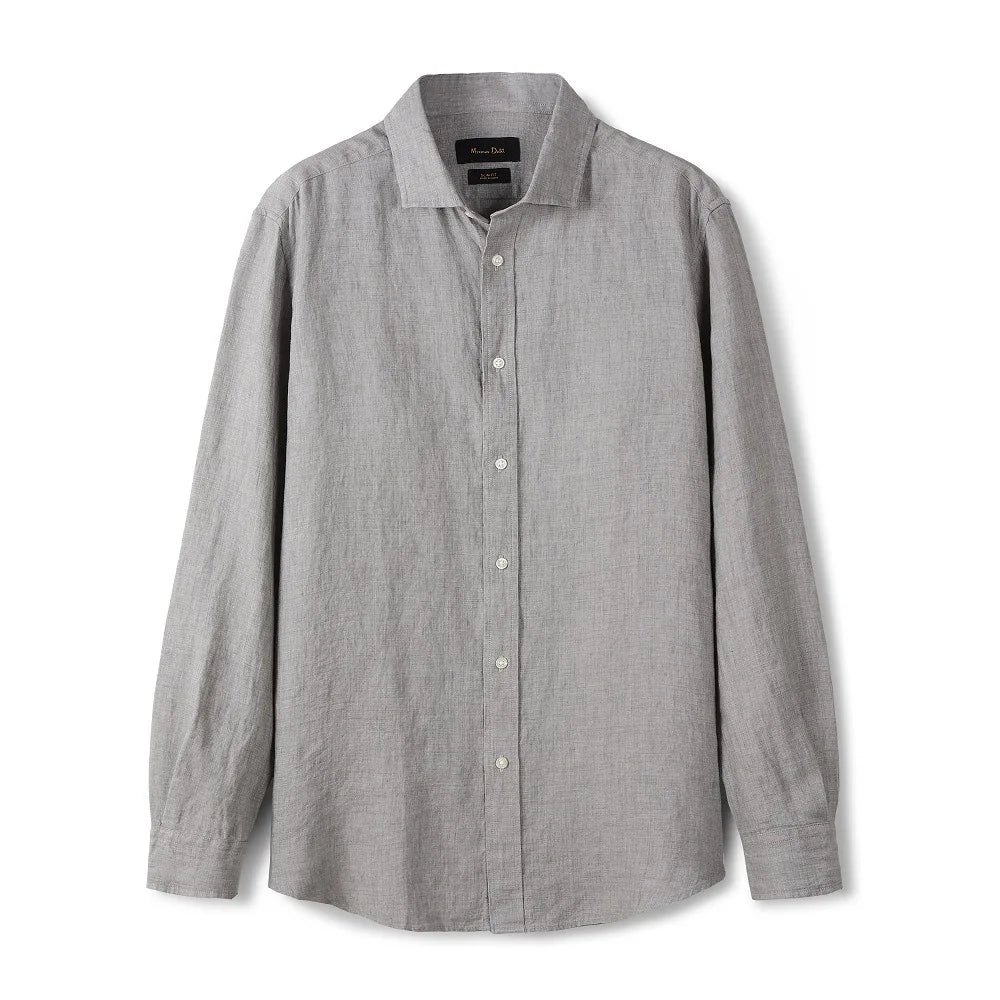 Camisa de Linho Lisa Masculina Forllini FL347 em fundo neutro.