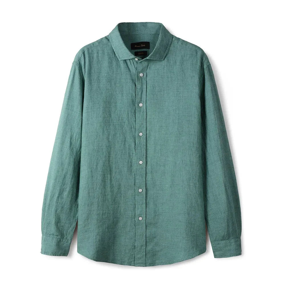 Camisa de Linho Lisa Masculina Forllini FL347 em fundo neutro.