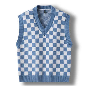 Colete Masculino Tricot Xadrez Forllini FL400 em tricot premium com padrão xadrez clássico.