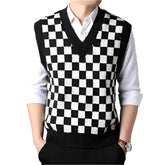 Colete Masculino Tricot Xadrez Forllini FL400 em tricot premium com padrão xadrez clássico.