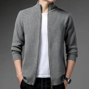 Suéter Masculino Forllini FL183 com zíper, gola alta e ajuste slim fit